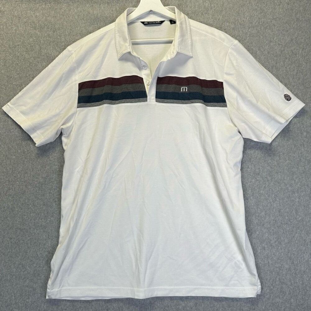 Travis Mathew Men’s Size XL Performance Stretch Polo Shirt White Short Sleeve